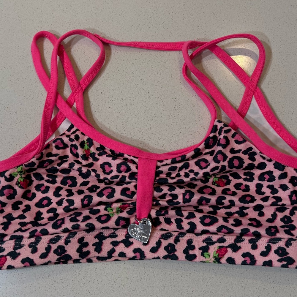 Pink Leopard Print Sports Bra/Dance AS Like New